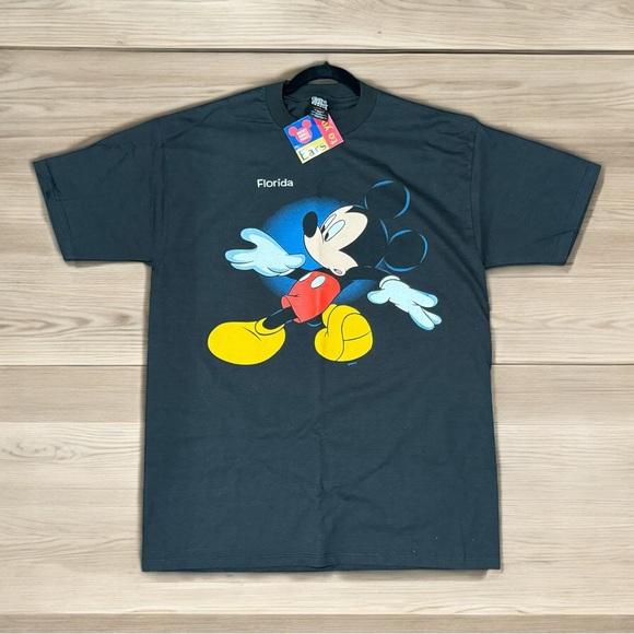 NWT RARE 90s Vintage Disney Mickey Mouse All Over Print Front Back Shirt Size L - Picture 2 of 10